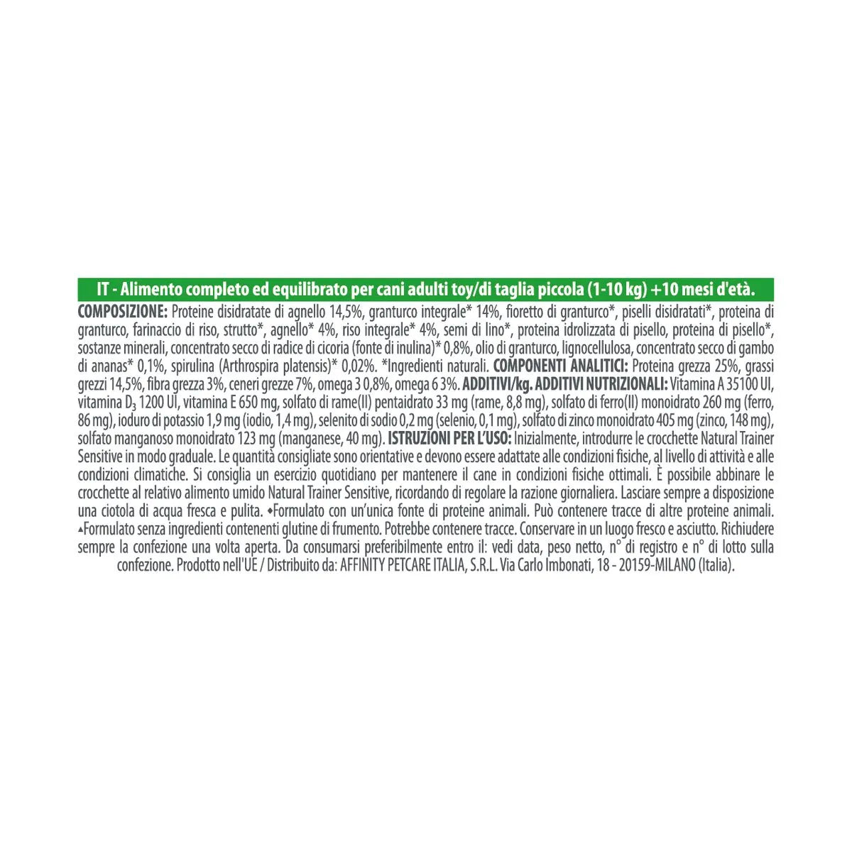 Natural Trainer Sensitive No Gluten Mini Adult con Agnello 7 KG