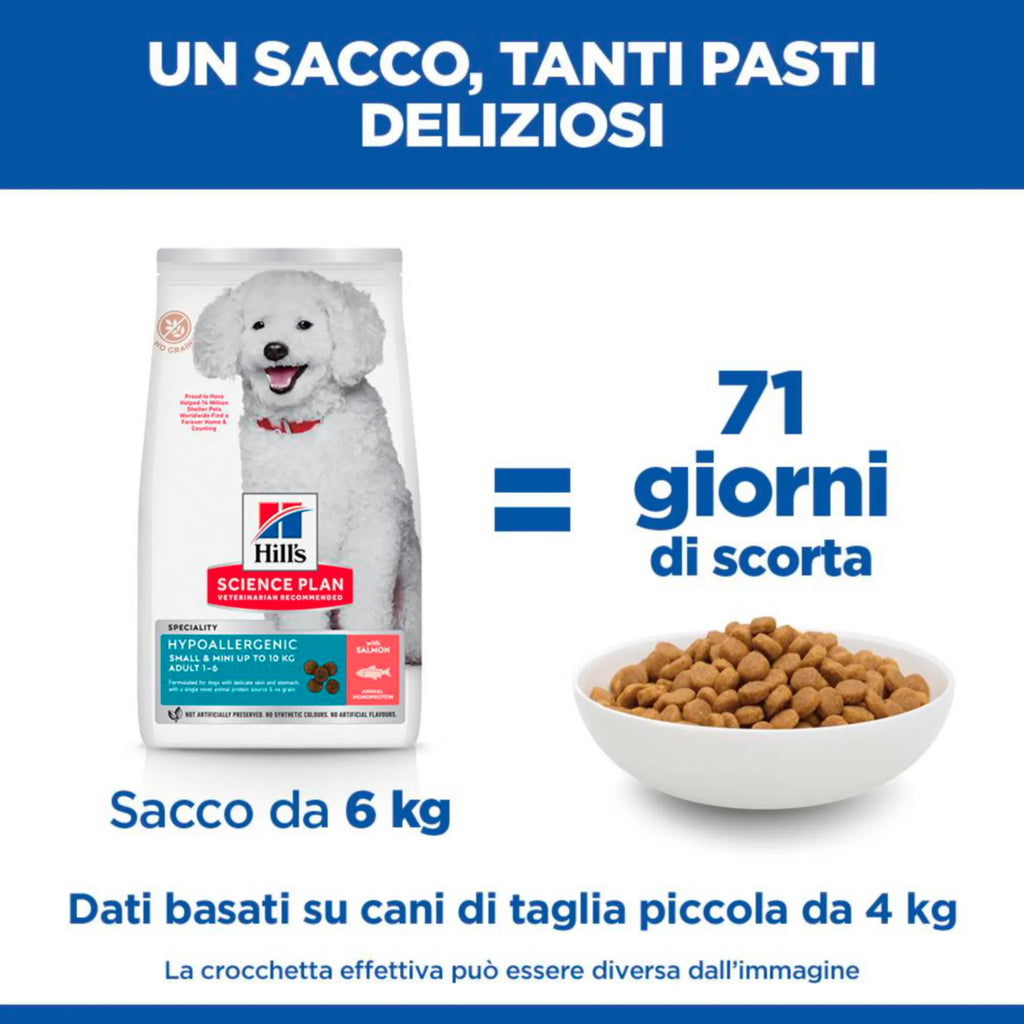 Hill's Science Plan Hypoallergenic Adult Small&Mini alimento secco per cani al Salmone 6KG
